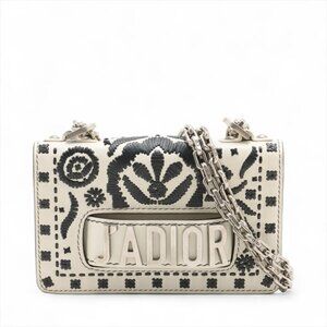Christian Dior J'Adior Embroidered Leather Chain Shoulder Bag White